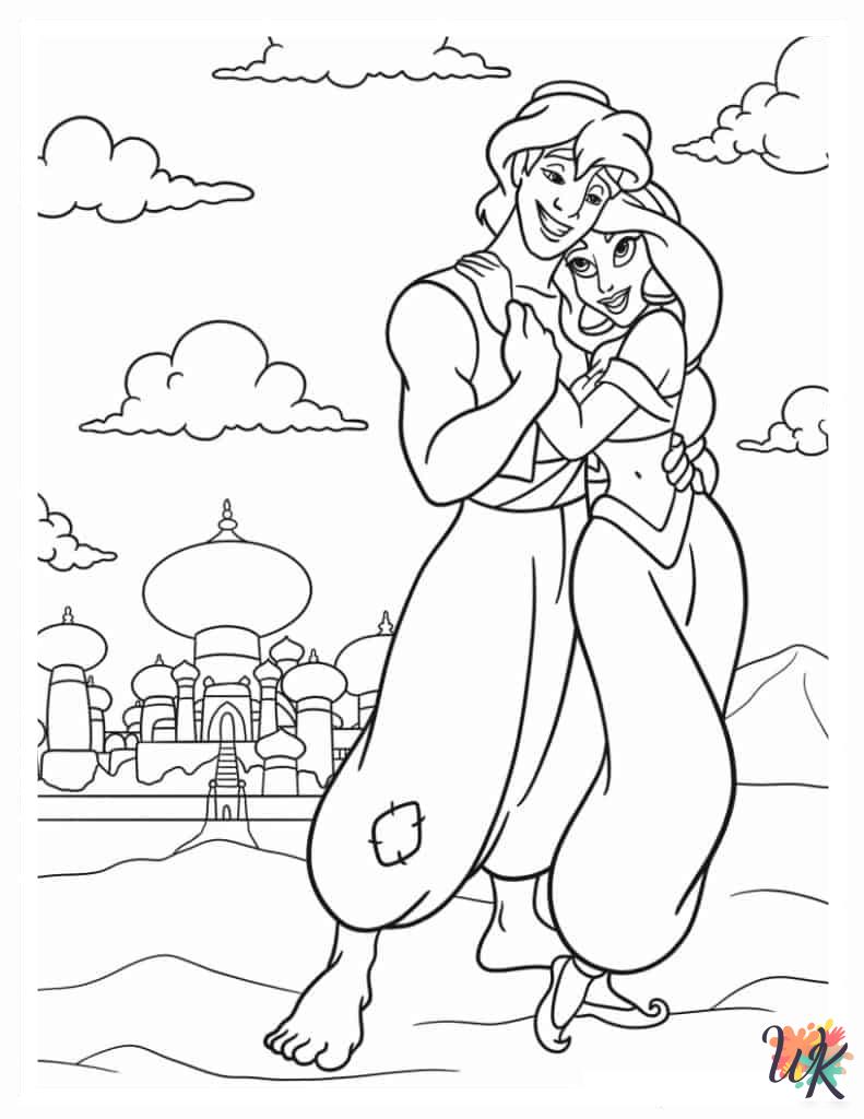 Aladdin & Jasmine free coloring pages