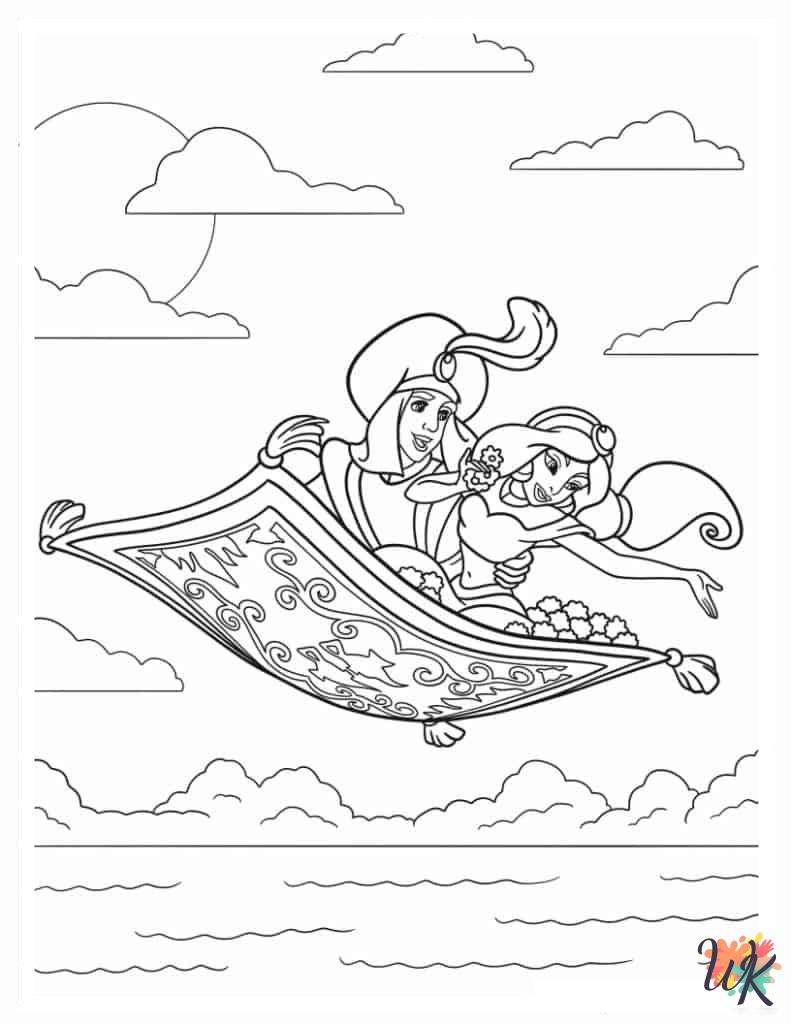 free adult Aladdin & Jasmine coloring pages