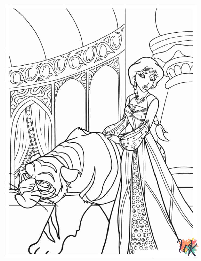 vintage Aladdin & Jasmine coloring pages