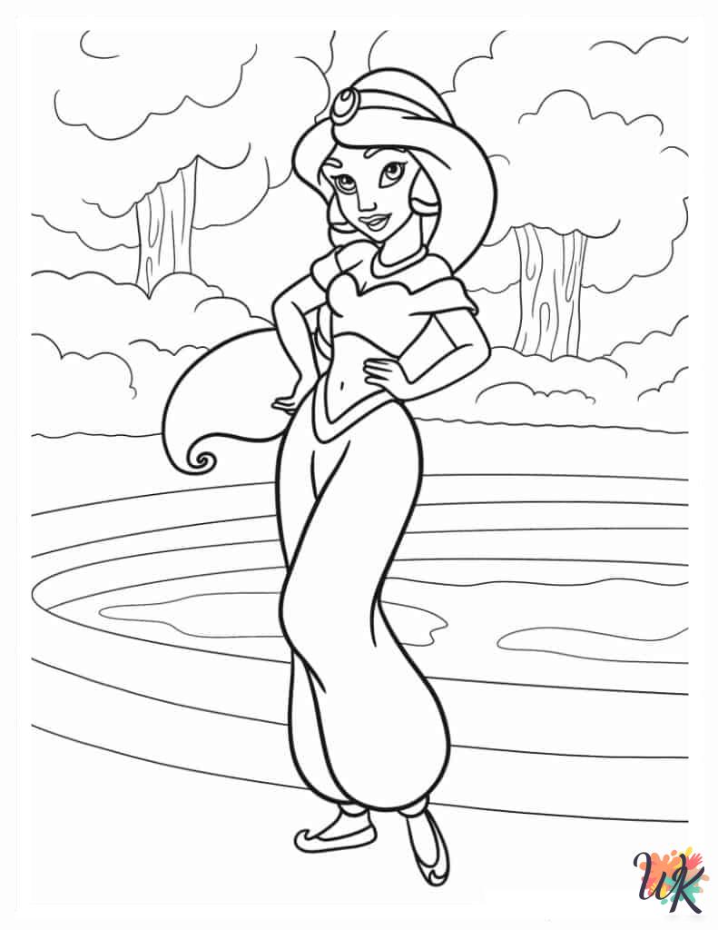 Aladdin & Jasmine coloring pages easy