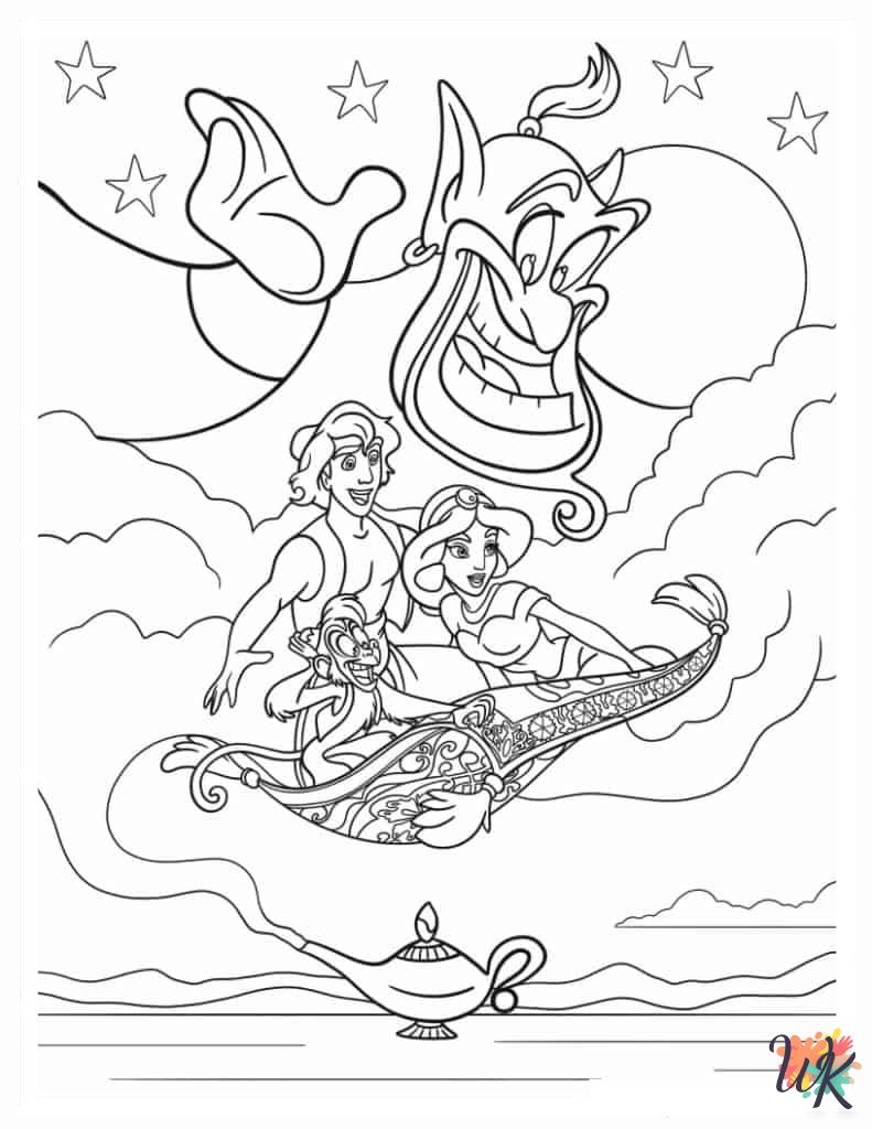 Aladdin & Jasmine coloring pages for adults