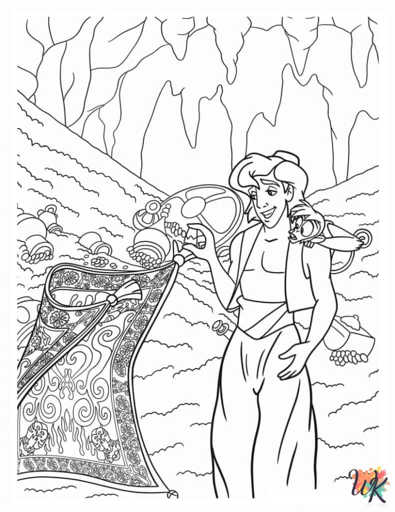 old-fashioned Aladdin & Jasmine coloring pages