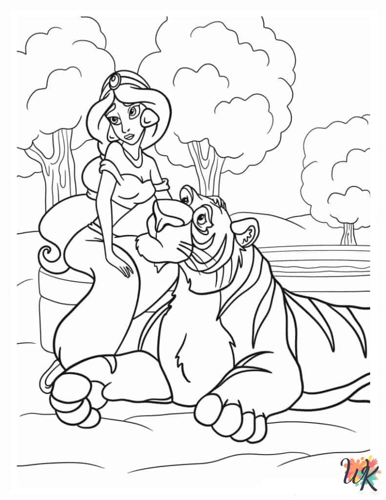 Aladdin & Jasmine coloring pages for adults 1