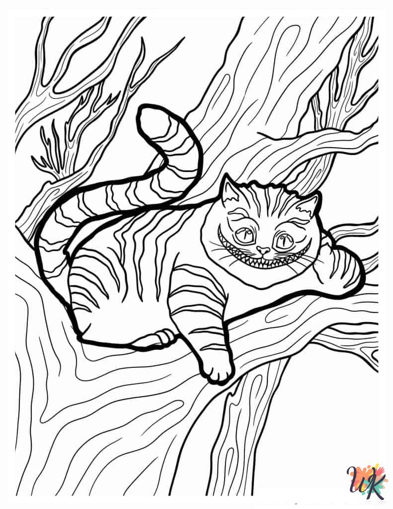 free full size printable Alice In Wonderland coloring pages for adults pdf