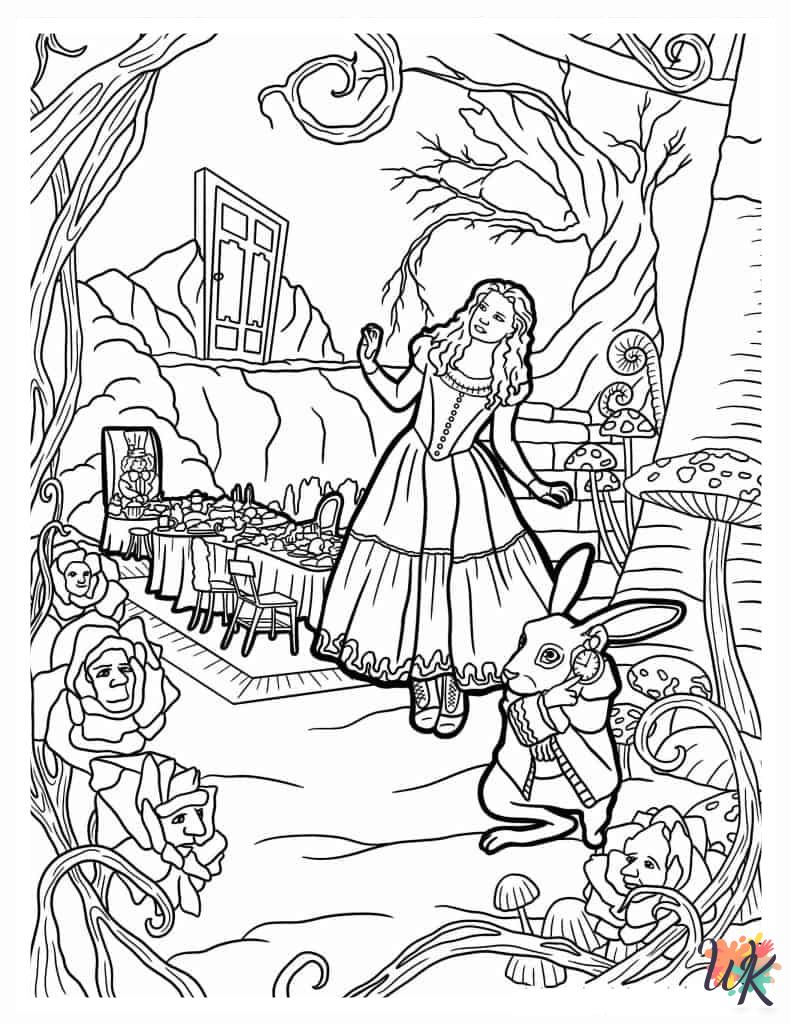 free Alice In Wonderland coloring pages printable 1