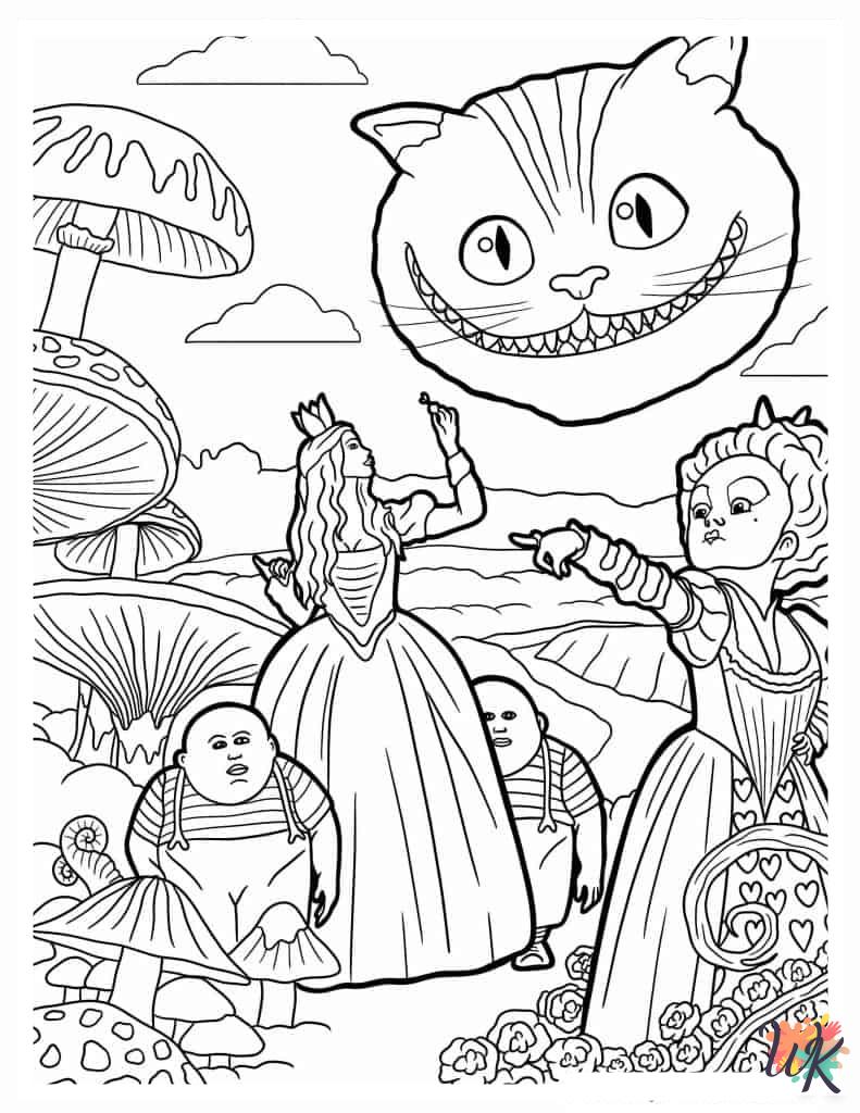 Alice In Wonderland coloring pages for adults easy