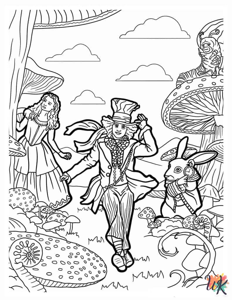 free Alice In Wonderland tree coloring pages
