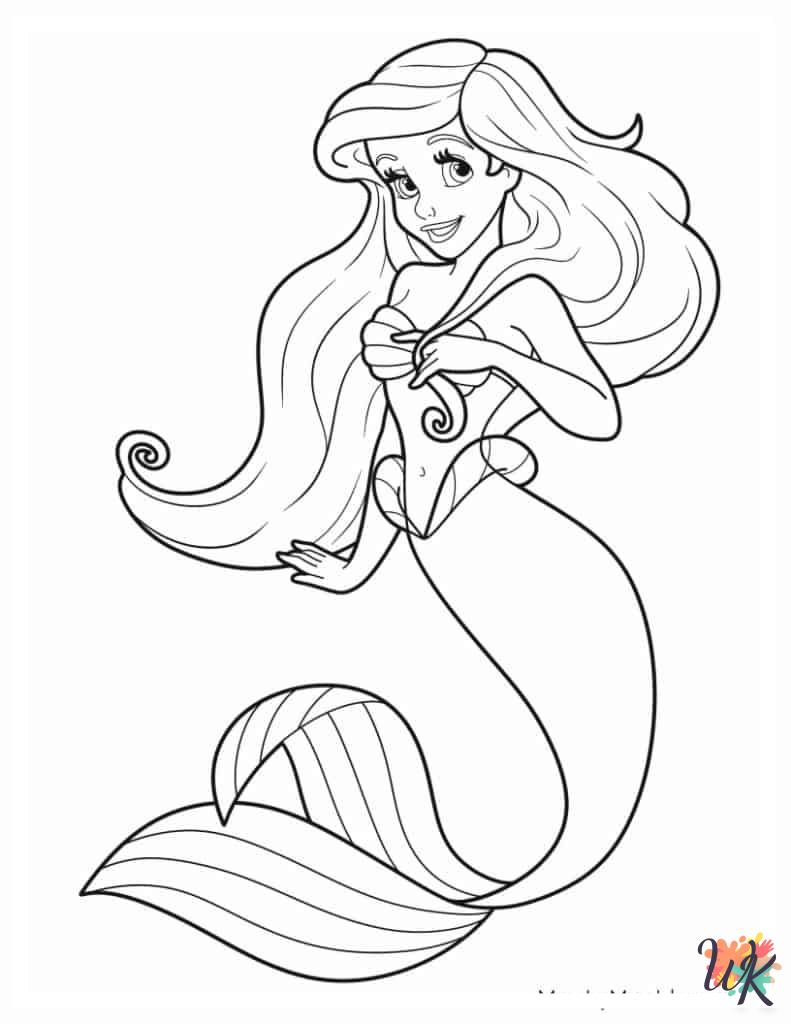 detailed Ariel coloring pages for adults 1