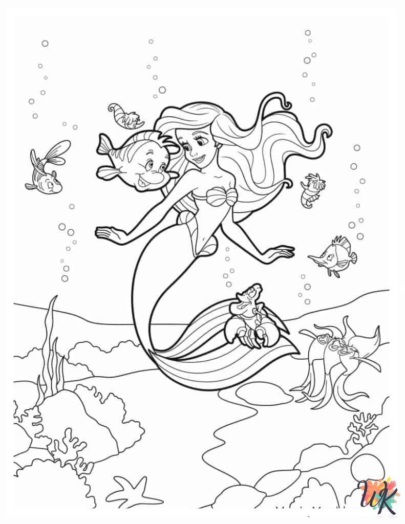 free Ariel coloring pages for kids 1