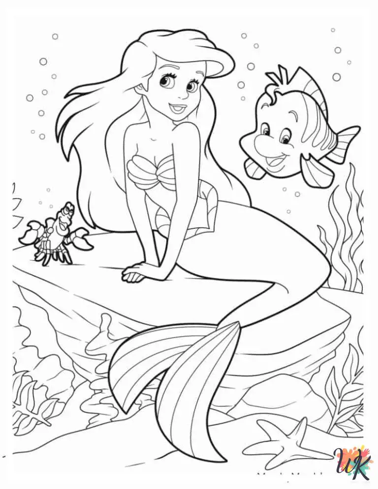 28 Ariel Coloring Pages For Kids - ColoringPagesWK.com