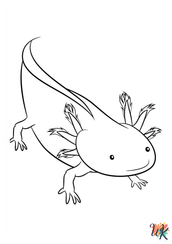 Axolotl coloring pages for adults easy