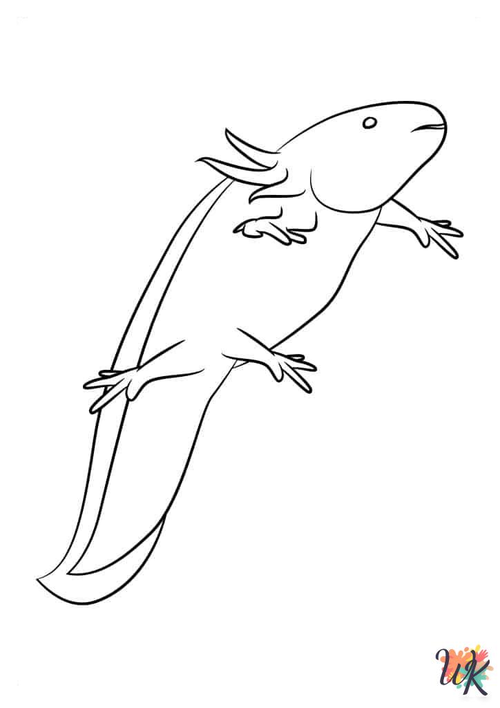 easy cute Axolotl coloring pages