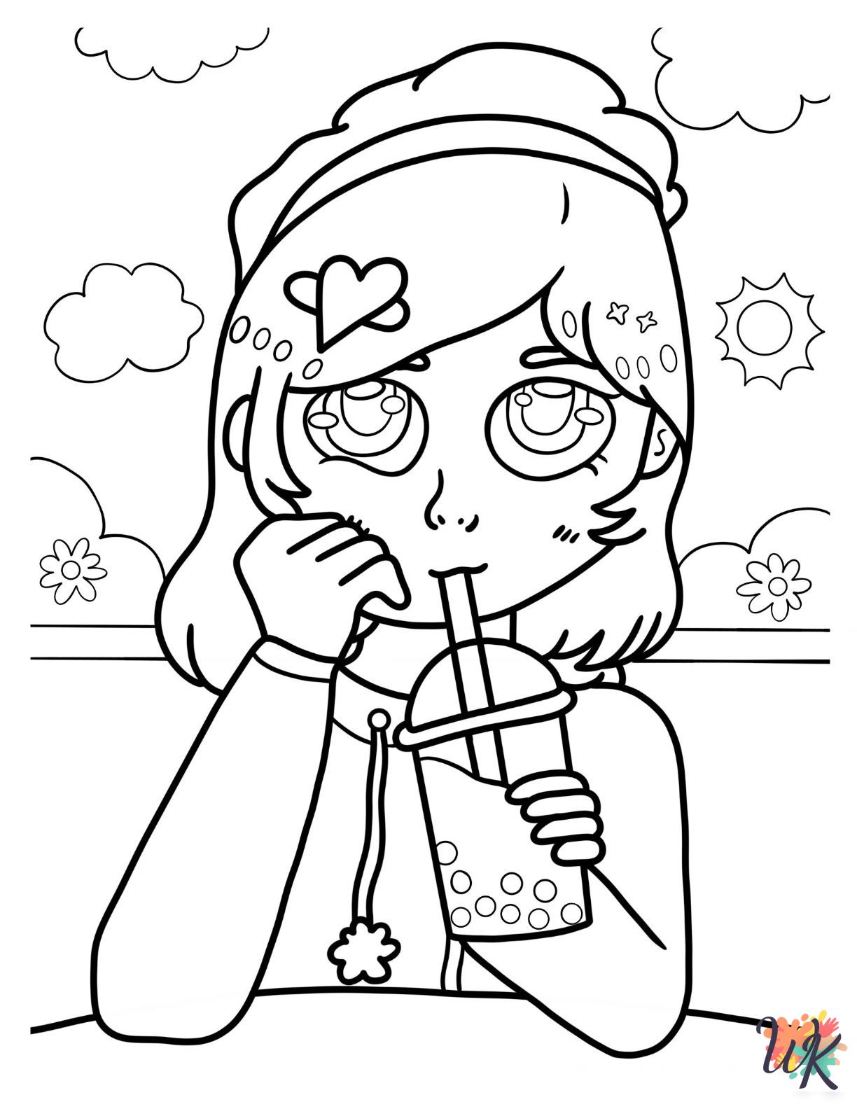 detailed Boba Tea coloring pages