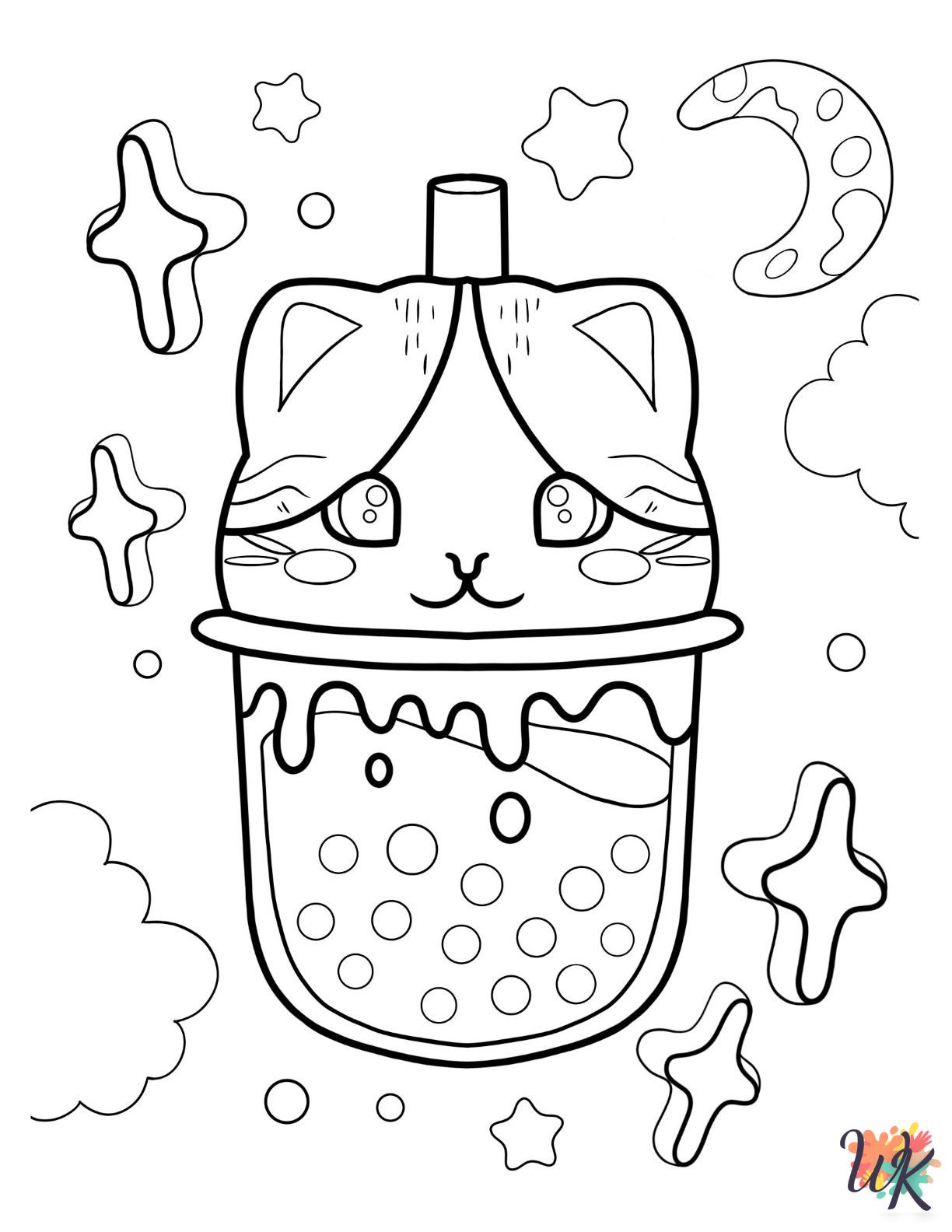 Boba Tea coloring pages for adults easy