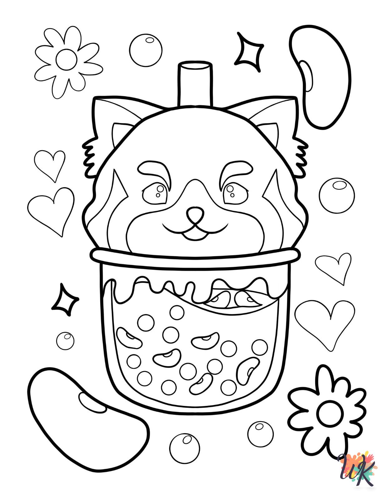 printable Boba Tea coloring pages for adults