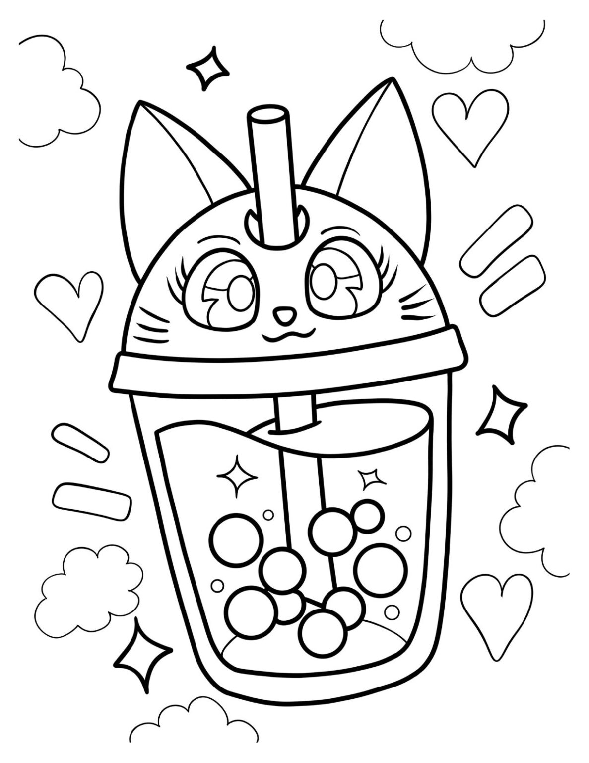20 Boba Tea Coloring Pages