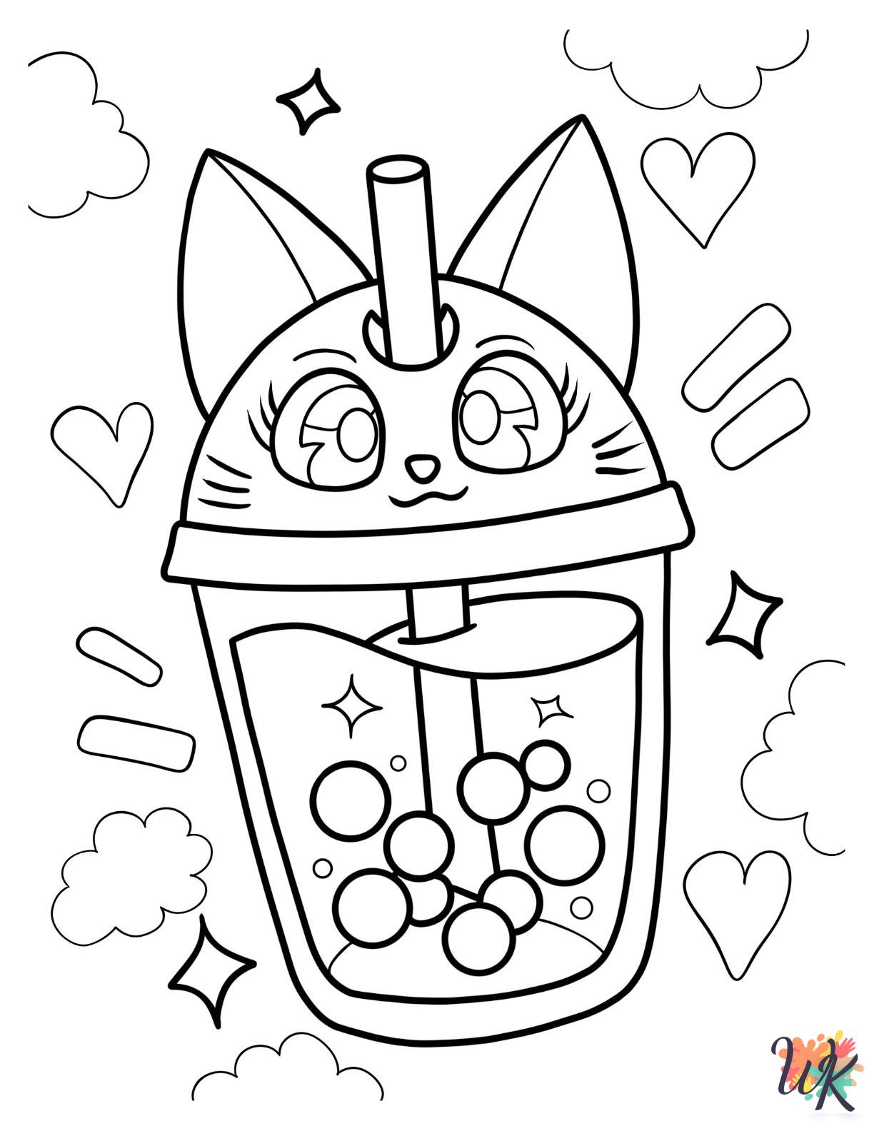 Boba Tea cards coloring pages