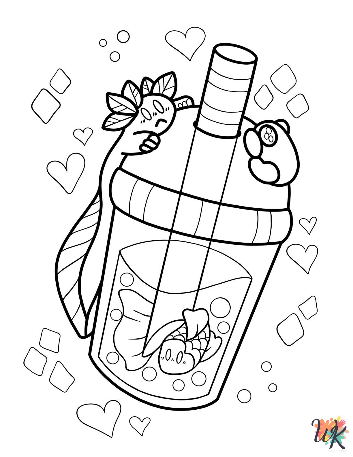 free printable Boba Tea coloring pages 1