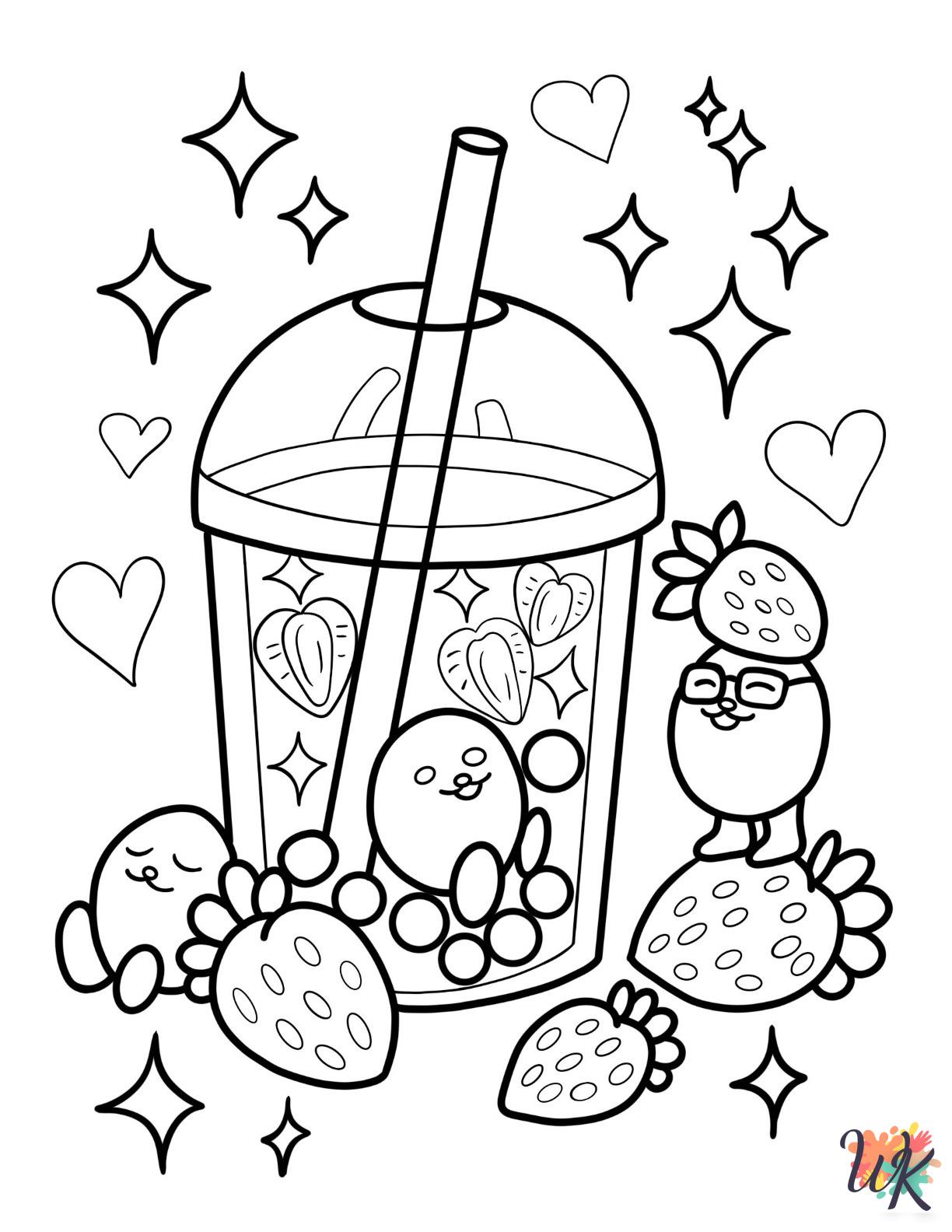 free adult Boba Tea coloring pages