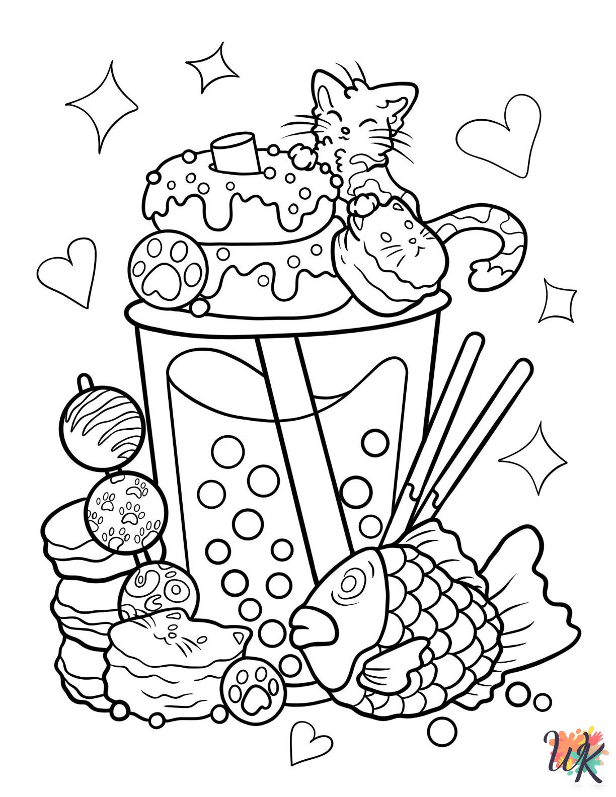 easy cute Boba Tea coloring pages