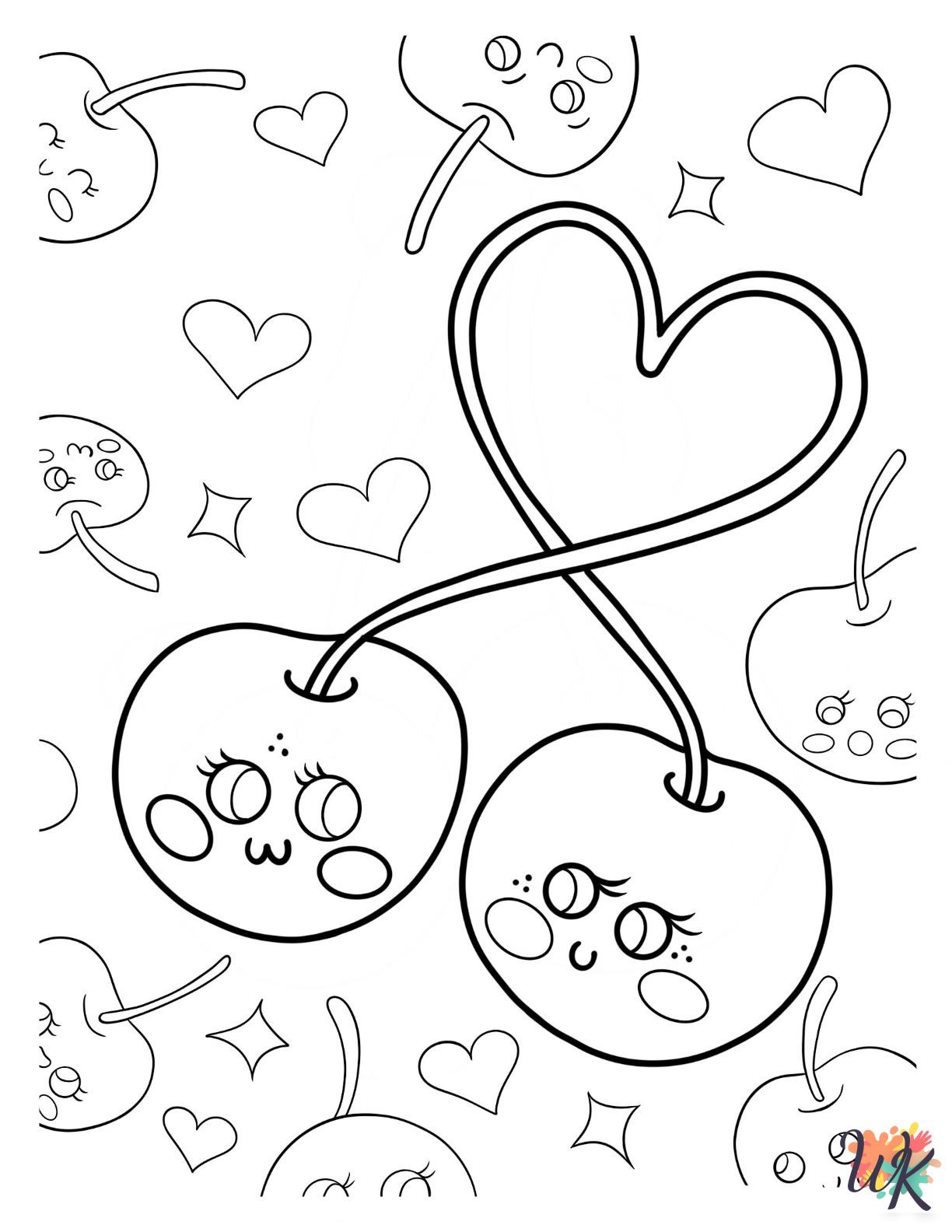 kawaii cute Cherry Coloring Page coloring pages 1