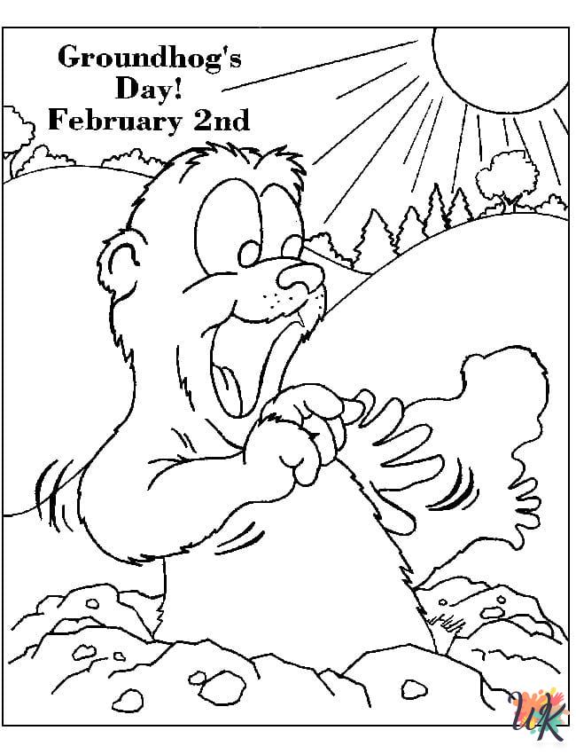 free full size printable Groundhog Day coloring pages for adults pdf