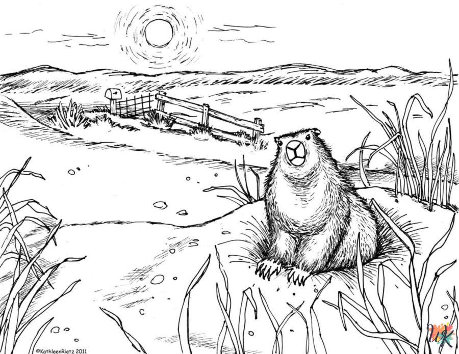free coloring Groundhog Day pages