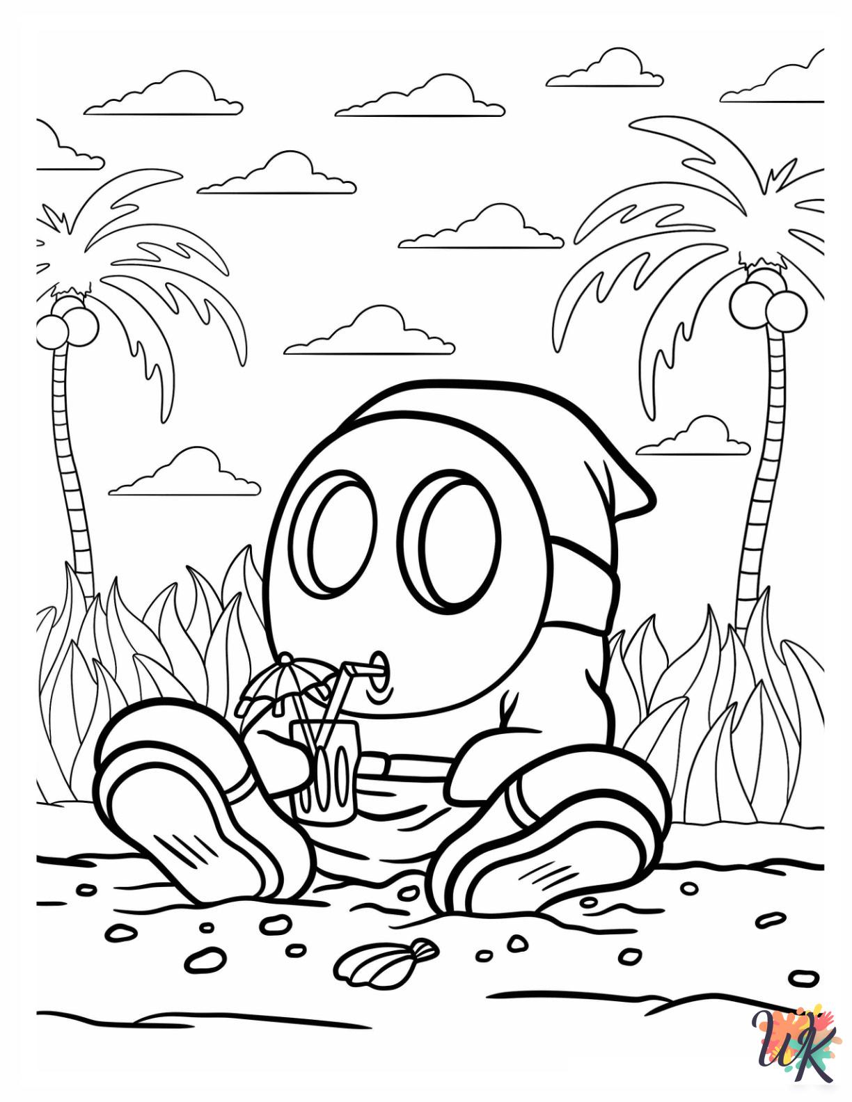 kawaii cute Shy Guy coloring pages