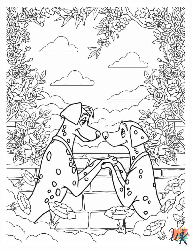 free full size printable 101 Dalmatians coloring pages for adults pdf