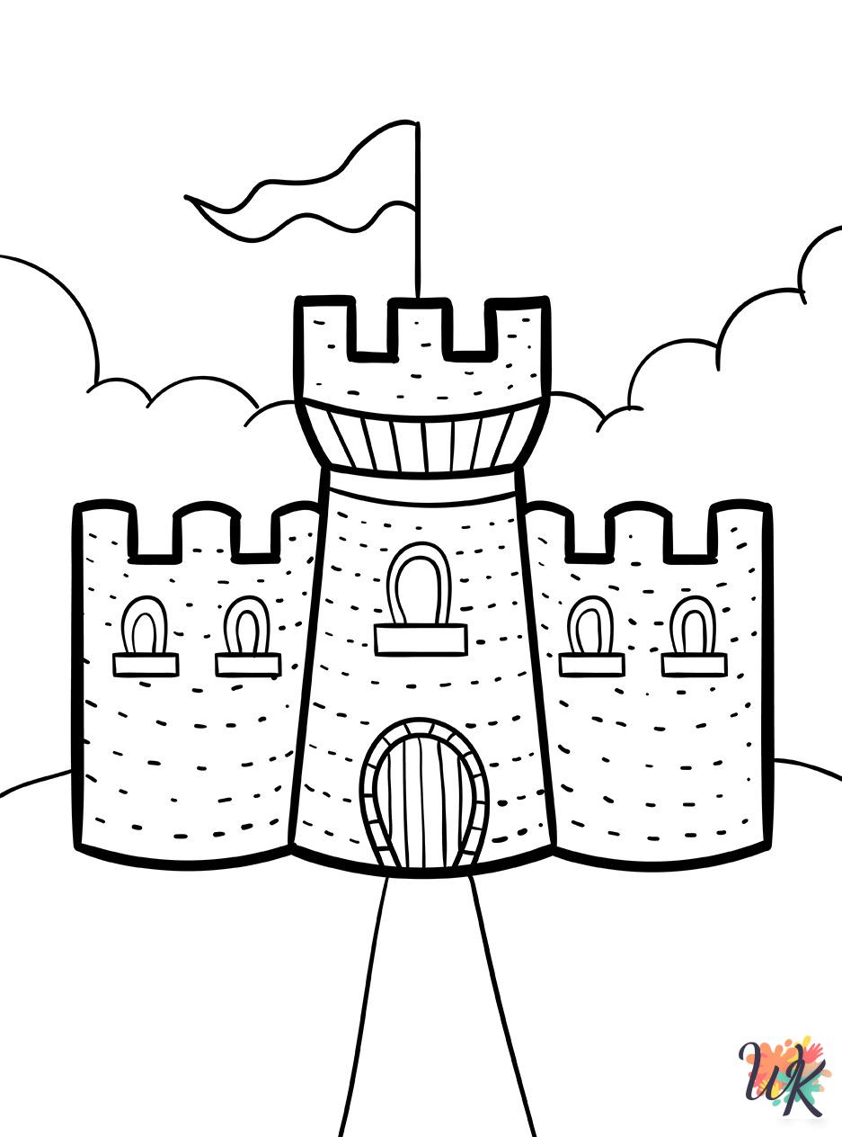 Castle cards coloring pages