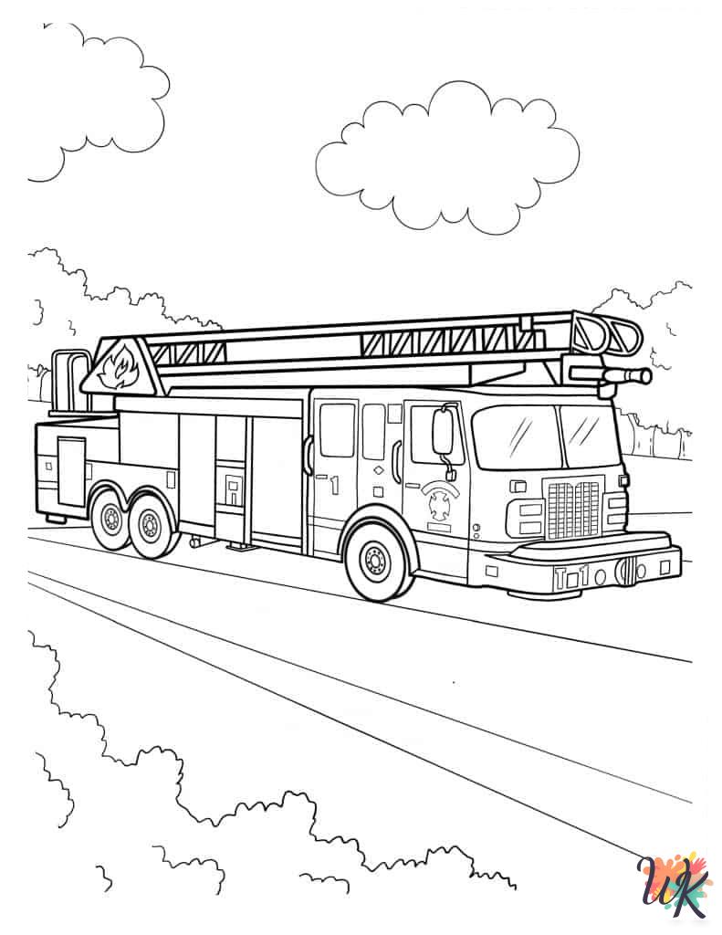 printable Fire Truck coloring pages for adults