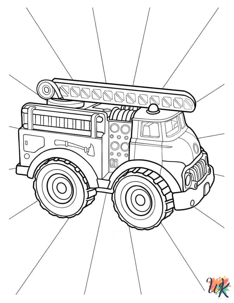 free Fire Truck coloring pages for kids 1