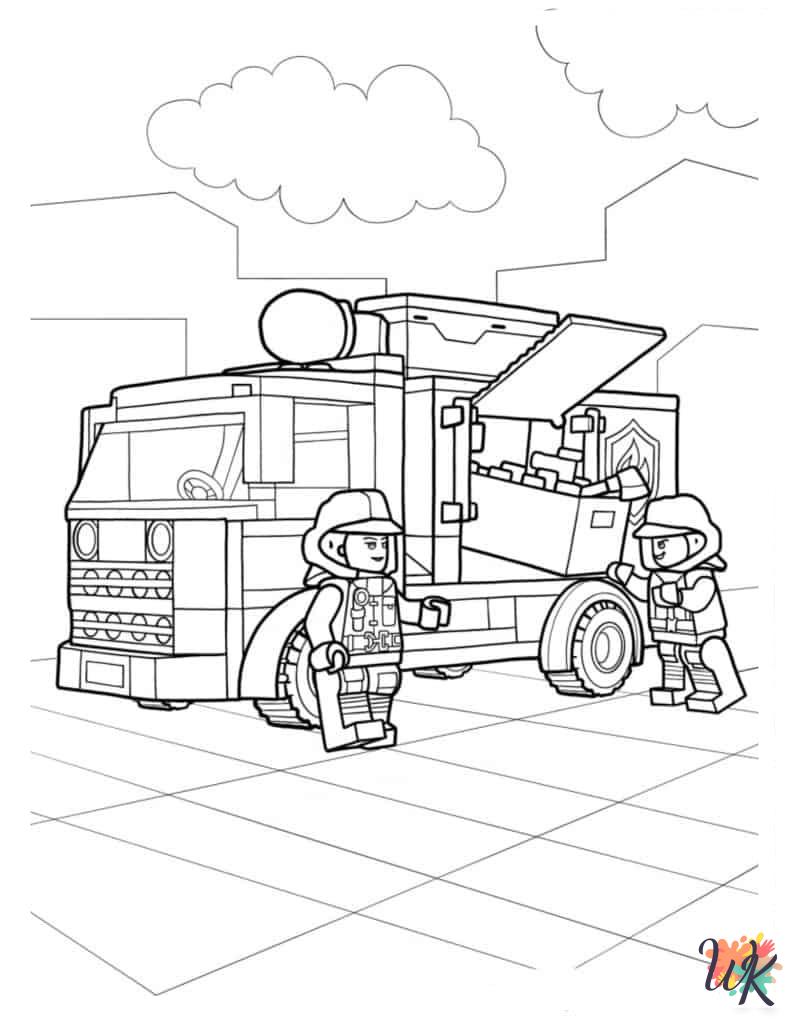 detailed Fire Truck coloring pages for adults