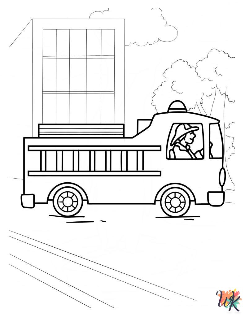 Fire Truck themed coloring pages
