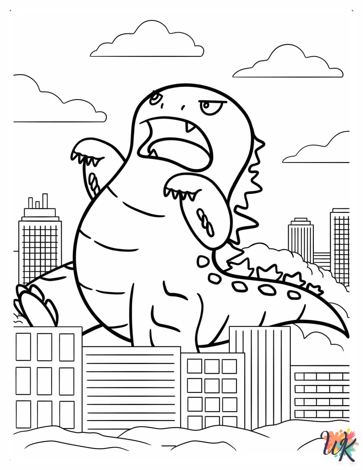detailed Godzilla coloring pages for adults