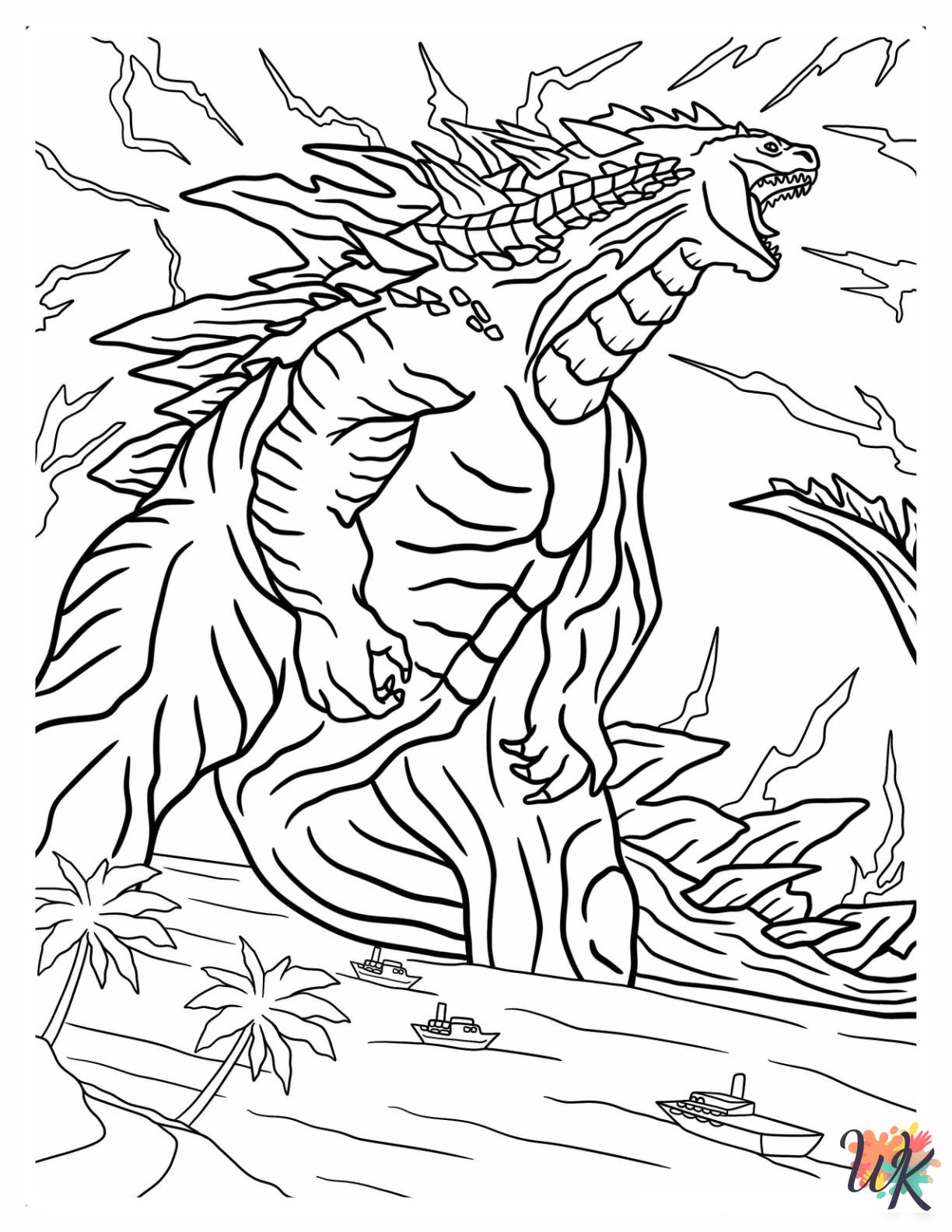 coloring pages for kids Godzilla