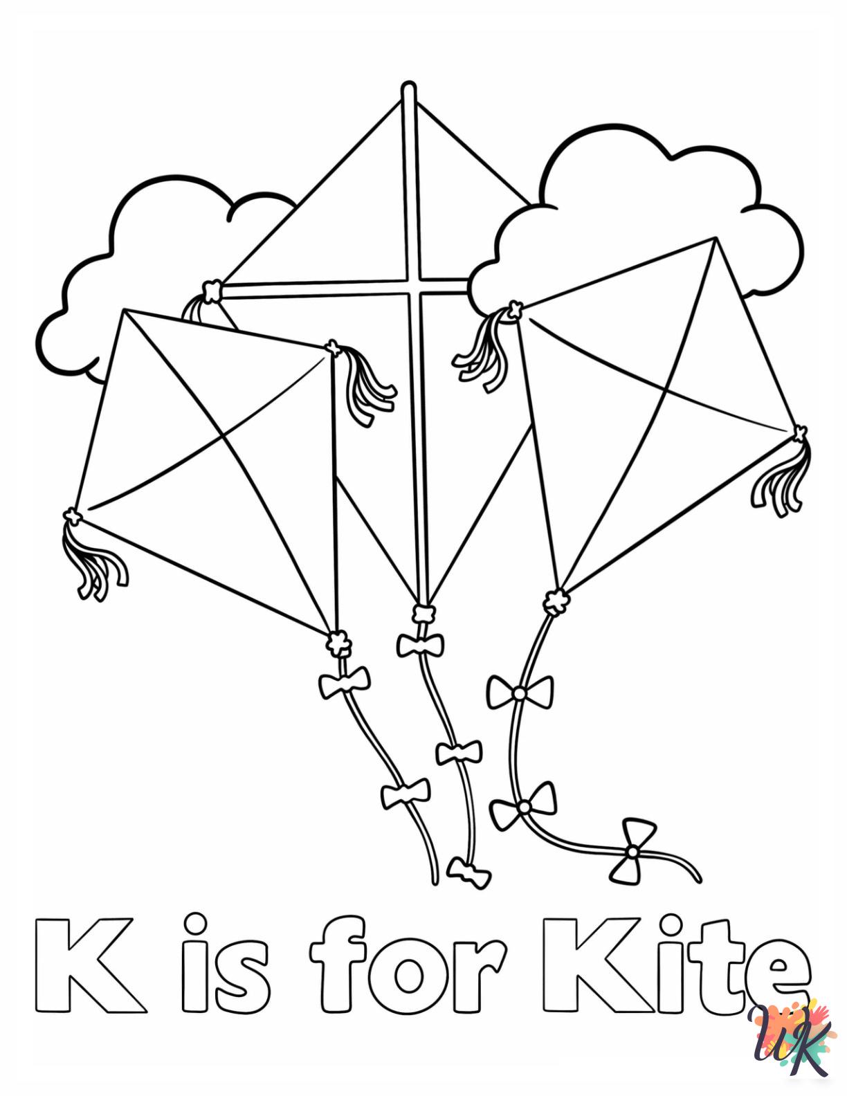 Kite coloring pages free 1