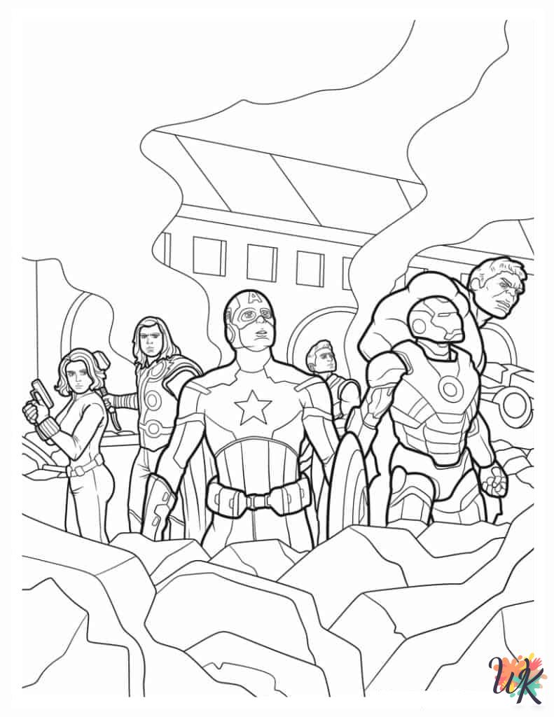 Marvel Avengers cards coloring pages