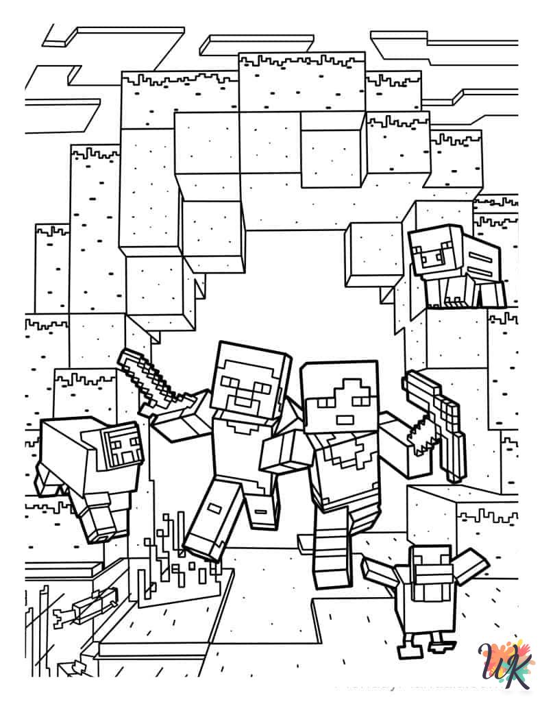 detailed Minecraft coloring pages for adults