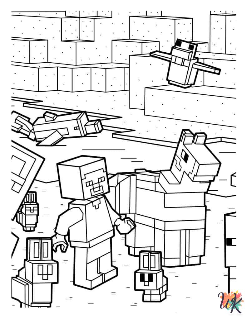 kawaii cute Minecraft coloring pages