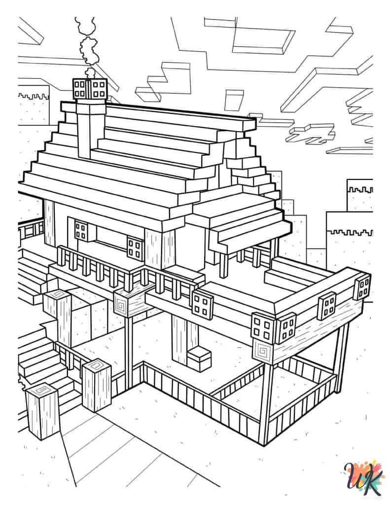free full size printable Minecraft coloring pages for adults pdf 2