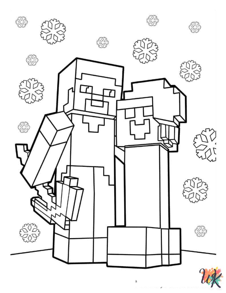 free full size printable Minecraft coloring pages for adults pdf
