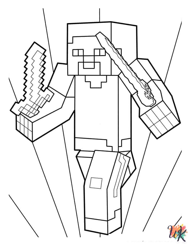 free Minecraft tree coloring pages 1