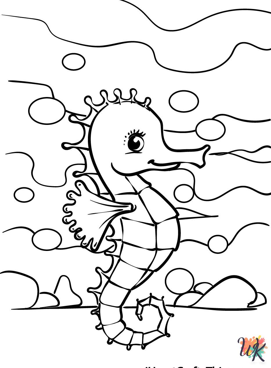 Seahorse coloring pages for kids