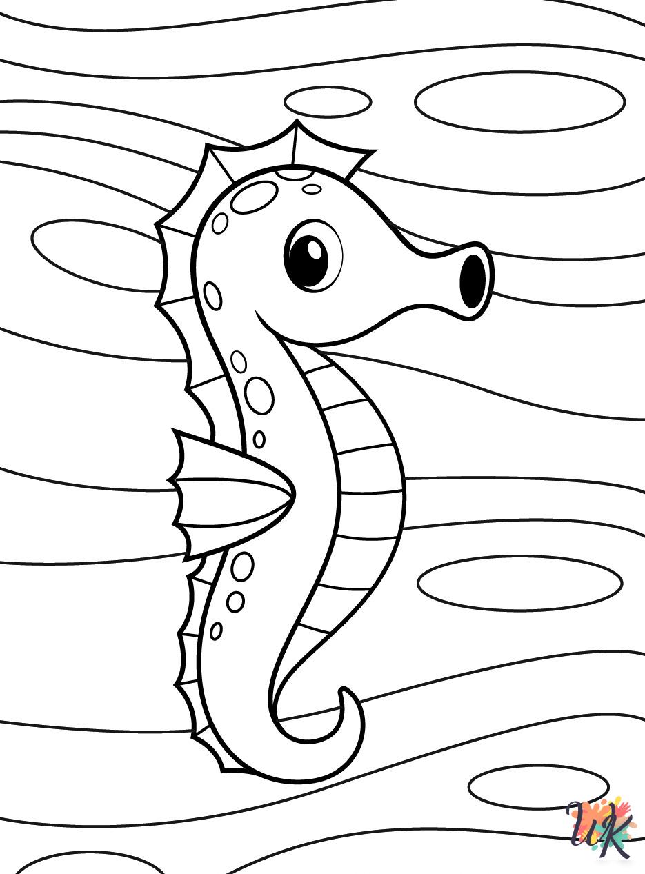 Seahorse coloring pages easy