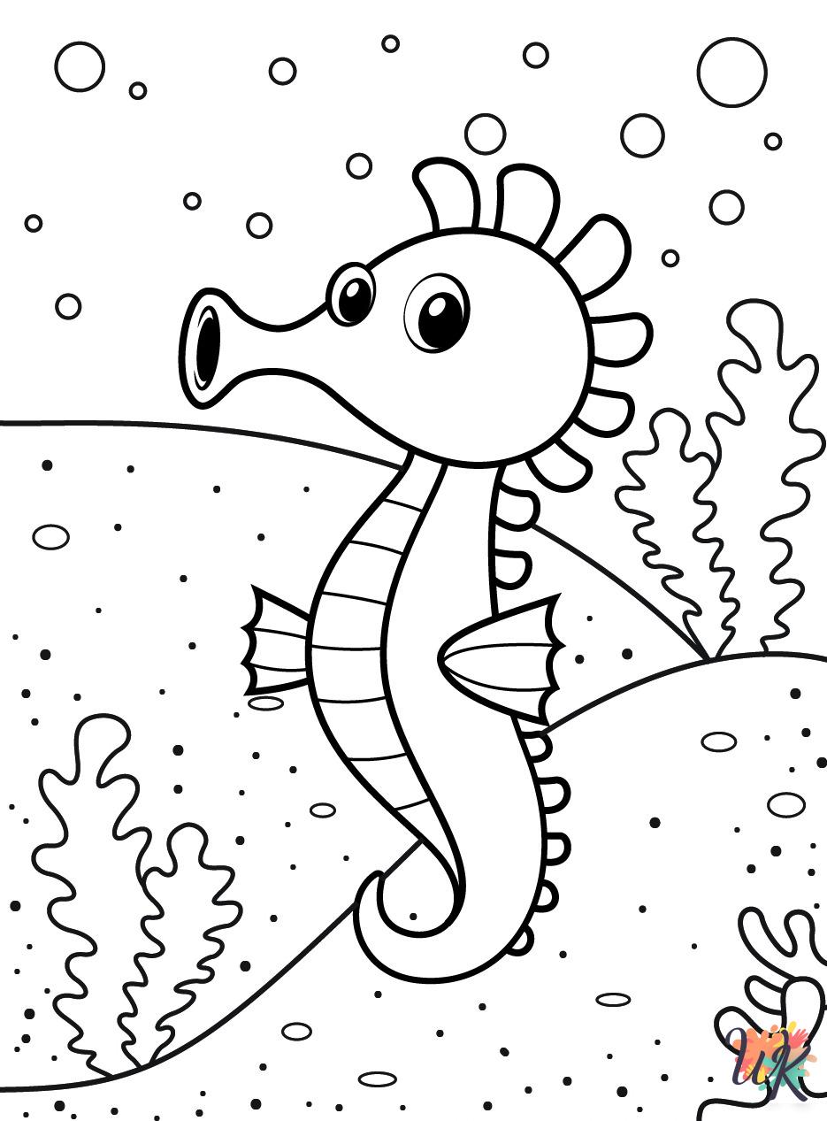 Seahorse coloring book pages