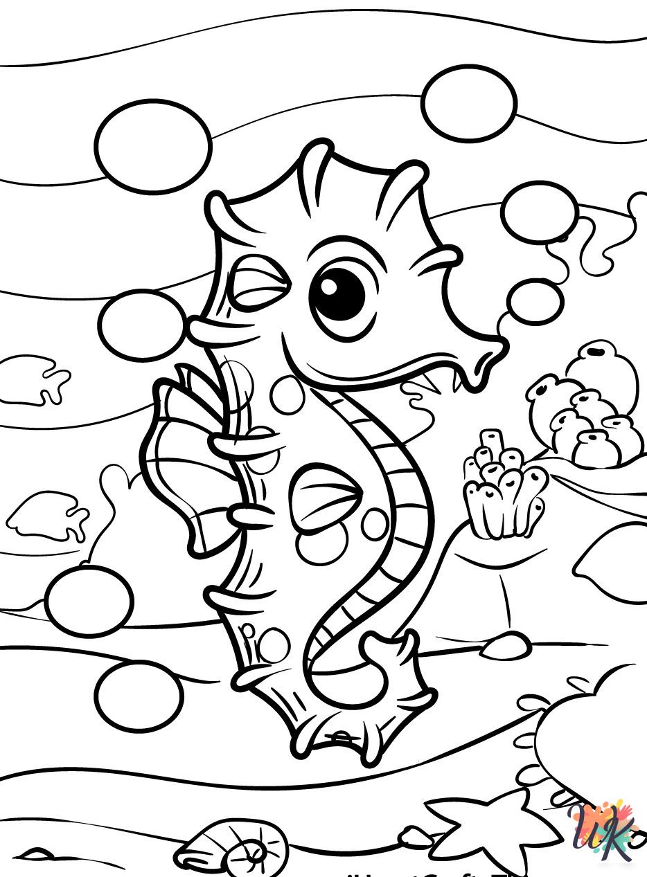 Seahorse ornament coloring pages