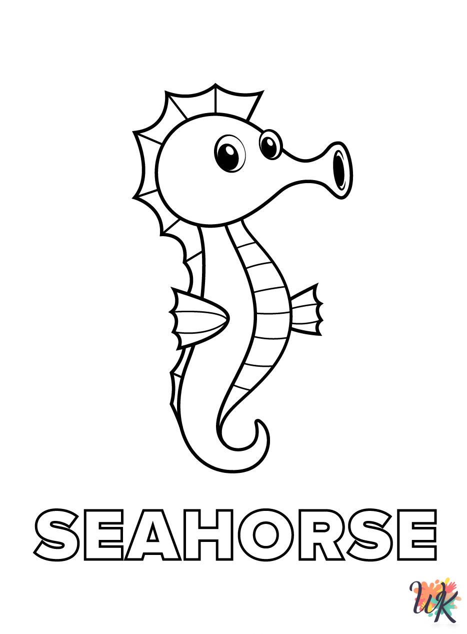 free printable Seahorse coloring pages 1