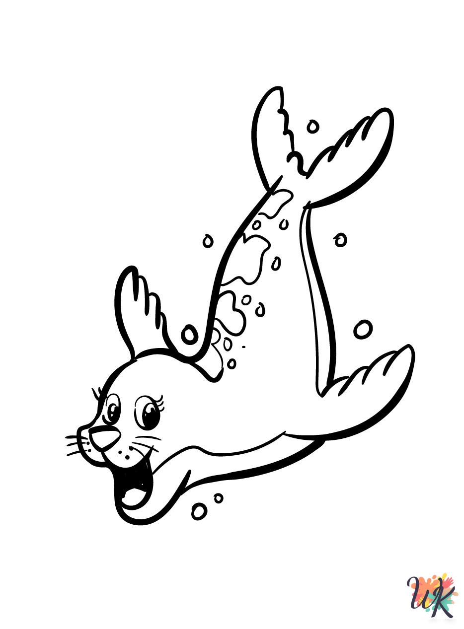 kawaii cute Seal coloring pages