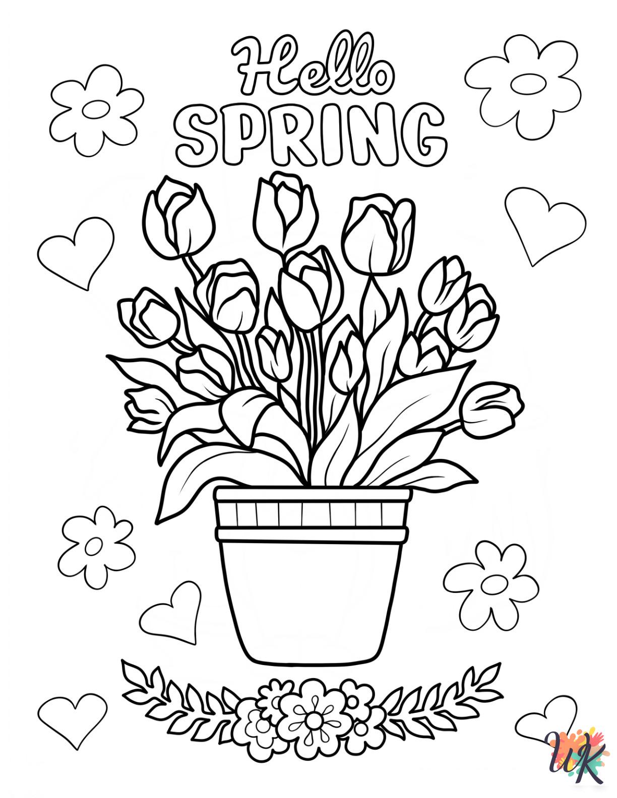 free full size printable Spring coloring pages for adults pdf